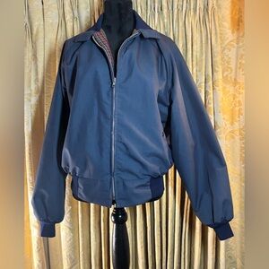 VTG Ozark Trail Bomber Jacket XL 46 Dark Blue Plaid Lined Harrington USA Made